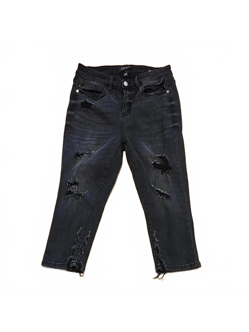 Judy Blue Black Distressed Skinny Jeans Size 9 Waist 29